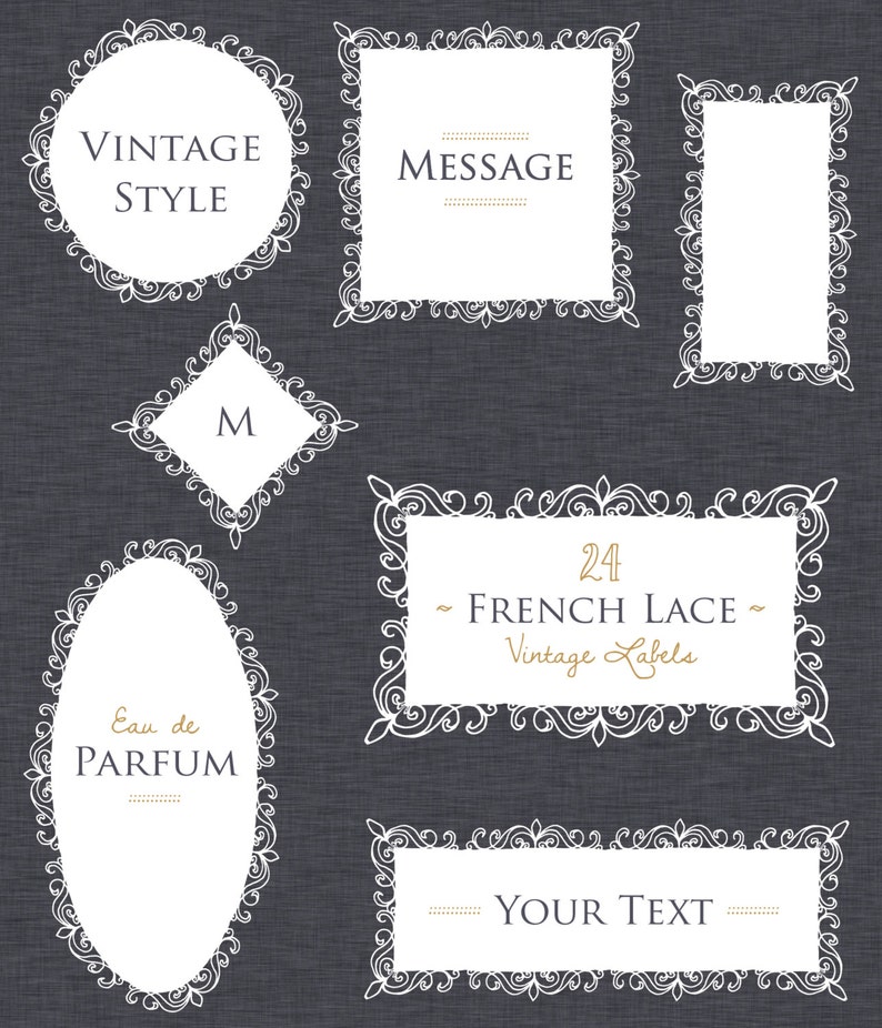CLIP ART: French Lace Vintage Labels // Design Elements Frame ...