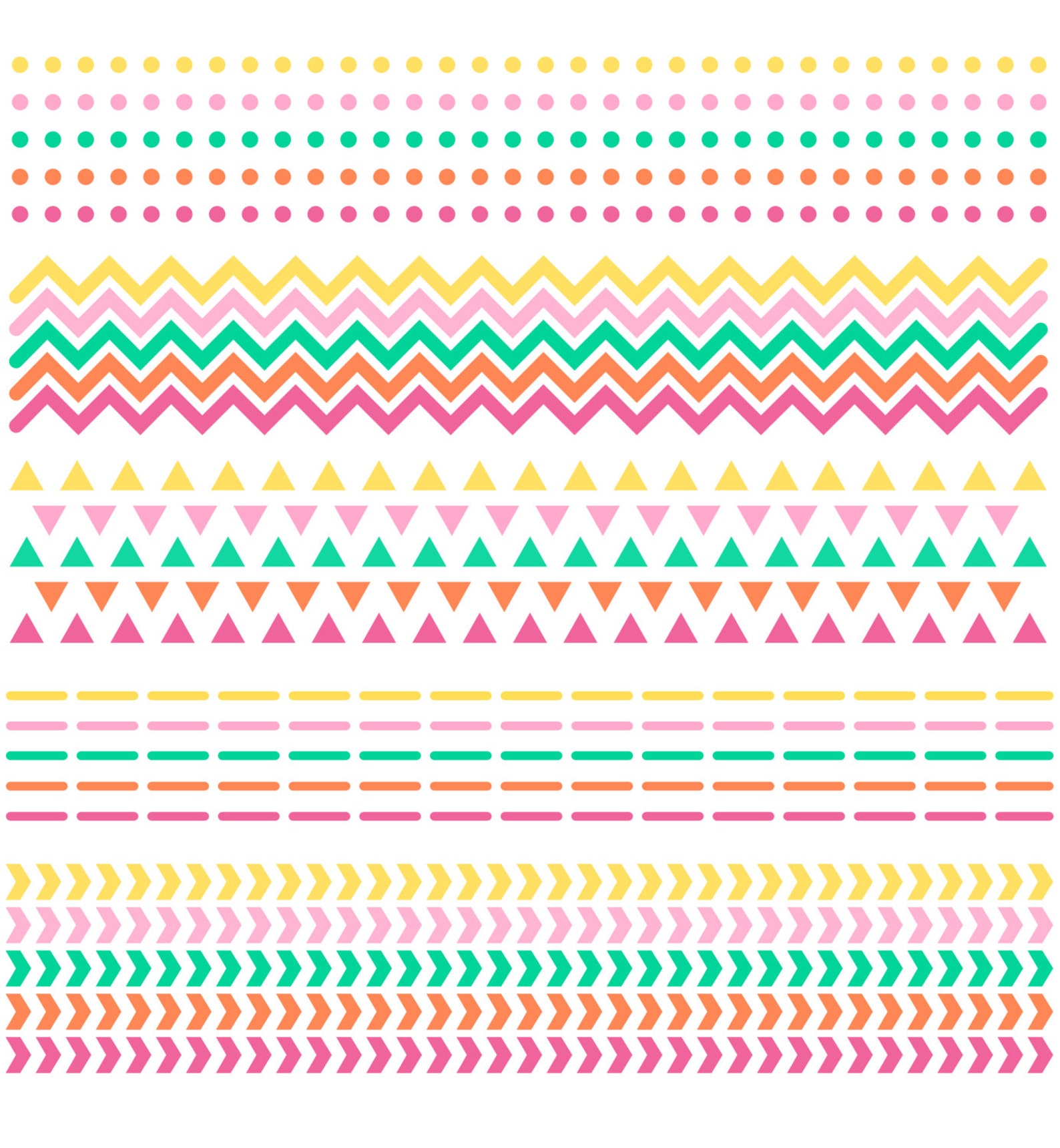 Scrapbook Borders Clipart Set, 25 Clipart Borders, Digital Scrapbook Clip Art, Triangles, Dots ...