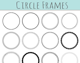 12 Digital Scrapbook Frames Clip Art // Circle Clipart // Decorative Border Supplies Teachers // Vector Transparent PNG files  // Commercial