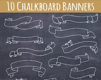 Digital Banners & Ribbons Clipart, Banner Clipart, Frame Clipart, Chalkboard Banners, Hand Drawn, Digital Clip Art, Png, Vector, Download