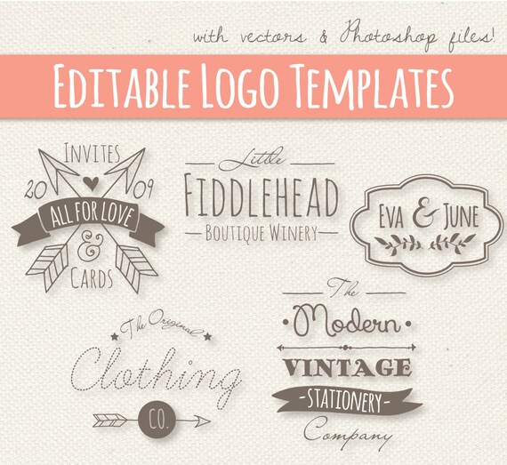 5 Premade Logo Designs Editable Logo Pack Logo Template Etsy