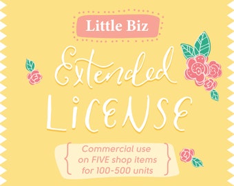 La licence étendue Little Biz 5 Article // Utilisation commerciale sur 5 articles de magasin pour un nombre allant jusqu’à 500 unités // Bundle de réduction // Petite entreprise