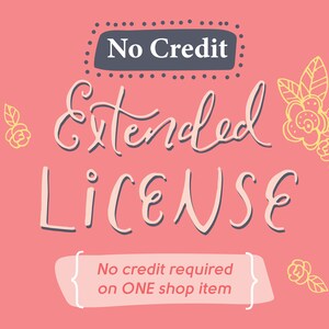 No Credit Extended License // No Credit Required on 1 Shop Item // Clip art // Fonts // Digital Graphics