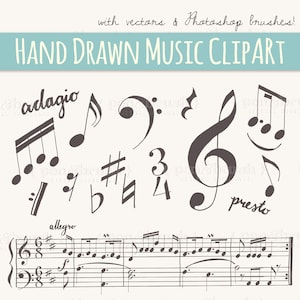 Music Notes Clipart, Music Clipart, Music Png, Digital Clip Art, Treble Clef Clipart, School Music Teacher, PNG, EPS, Vector, Commercial Use