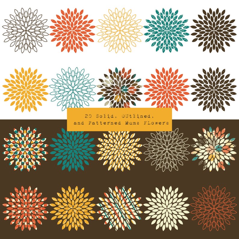 CLIP ART: Starburst Flowers // Mums // Vector & PNG // | Etsy