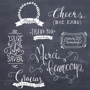 Thank You Clipart Photo Overlays for Card Making, Thank You Overlays, Photoshop, Quotes, Sayings, Digital Clip Art, PNG, Vector, Download