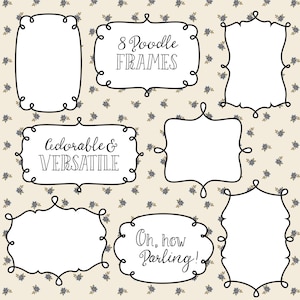 CLIP ART: Cute Digital Doodle Frames // Clipart // Digital Download // Vector eps psd // Craft DIY // Photoshop Brushes // Commercial Use