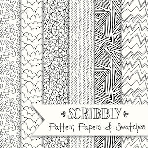 Doodle Backgrounds Paper Pack // Digital Seamless Pattern // Surface Tile // Scribbled Hand Drawn // Vector Files // Wallpaper // 12x12