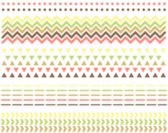 CLIP ART: Digital Scrapbook Borders // Chevron Triangles Arrows // Arrow Pattern Native American // Brown Orange Pink Yellow Green