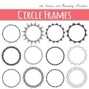Circle Clipart Frames, 12 Frame Clipart, Circle Frames, Monogram Frames, Clipart Circles, Digital Clip Art, Commercieel gebruik, PNG, Vector