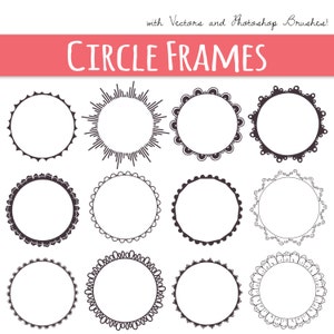 Circle Clipart Frames, 12 Frame Clipart, Circle Frames, Monogram Frames, Clipart Circles, Digital Clip Art, Commercial Use, PNG, Vector