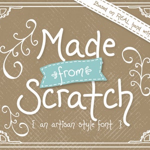 Font Download, Made from Scratch, Handwritten Font, Digital Fonts Design, Fonts, Cute, Rustic, Hand Drawn, Instant Download, TTF, Font Files