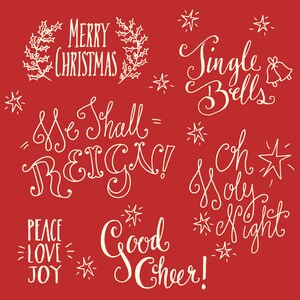 Christmas Clipart Set, 6 Christmas Quotes, Holiday Overlays, Christmas Clipart, Digital Clip Art, Christmas Vector, Png, Instant Download