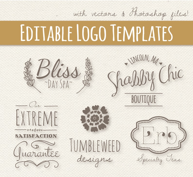 Editable Logo Templates Set 2 // PSD Download // Editable Etsy Sweden