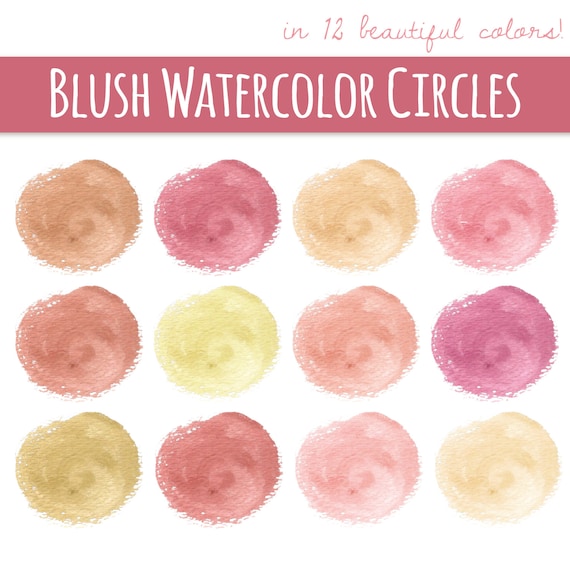 Watercolor Circles Clip Art // Blush Color // Instant Download - Etsy