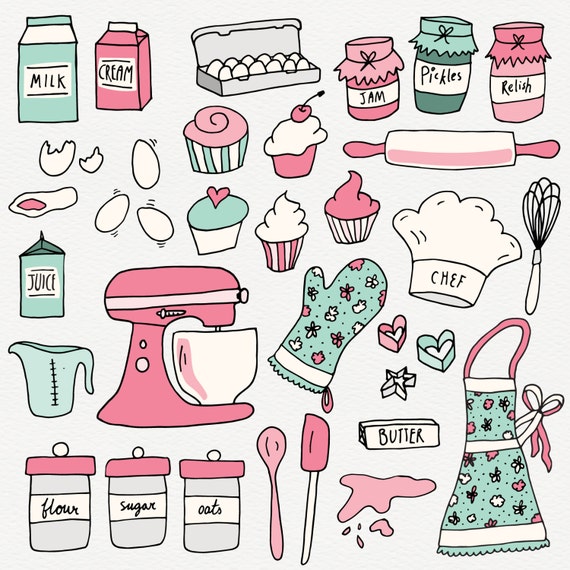 Cute Kitchen Vector, Digital Clipart Instant Download EPS, PNG Files  Included 