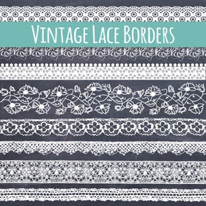 Lace Borders Clip Art Set // Beautiful Vintage Lace Ribbon ClipArt // Scrapbooking // Digital Download // Vector PNG files // Commercial Use