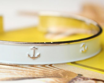 White Nautical Anchor Cuff Bangle Bracelet // Anchor Jewelry & Accessories // Anchor bracelet // Nautical Jewelry // Nautical Fashion //