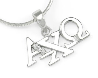 Alpha Chi Omega Sterling Silver Horizontal Lavaliere with simulated Diamonds // ΑΧΩ Sorority jewelry // Sorority gifts // Sorority life