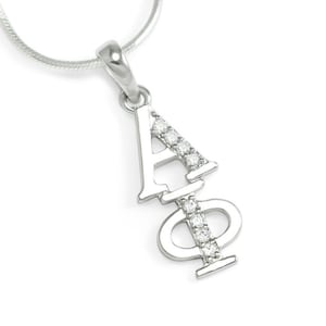 Alpha Phi Sterling Silver Lavaliere with simulated Diamonds // ΑΦ Sorority Jewelry // Sorority Lavaliere // Gifts for Her // Sorority gifts