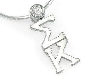 Sigma Kappa SterlingSilber Lavaliere mit Swarovski Clear Crystal / Sorority Schmuck / Geschenke für Sie