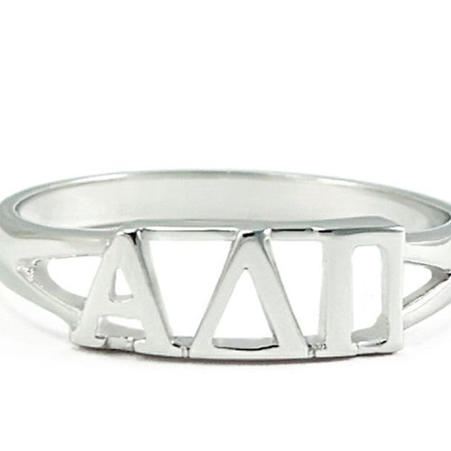 Alpha Delta Pi Sterling Silver Ring With Cutout Greek Letters Etsy