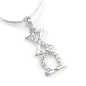 Chi Omega Sterling Silver Lavaliere set with simulated diamonds // Chi Omega // College Grad Gifts // Greek // Sorority Jewelry // Sorority