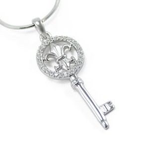 Circular Fleur-de-lis Key Pendant // Key Pendant // Fleur de lis key necklace // Key Necklace // Sigil Pendant // ΚΚΓ Sorority Jewelry //