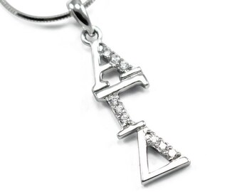 Pi Kappa Alpha Sterling Silver Lavaliere Pendant Set With CZs - 18" Chain, Greek Jewelry Gift - View #8