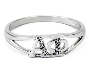 Alpha Phi Sterling Silver Ring with Simulated Diamonds // ΑΦ Sorority Jewelry // Sorority gifts // Sorority Ring // Big & Little // Gifts