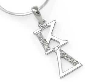 Kappa Delta Sterling Silver Lavaliere avec diamants simulés // Bijoux sororité // Collier sororité // Cadeaux pour elle // Accessoires ΚΔ