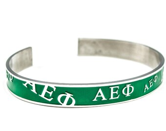 Alpha Epsilon Phi Bangle (Green) // ΑΕΦ Sorority Accessories // Sorority Bracelets // Bangle // Greek Letter Accessories // Gifts for Her