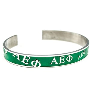 Alpha Epsilon Phi Bangle (Green) // ΑΕΦ Sorority Accessories // Sorority Bracelets // Bangle // Greek Letter Accessories // Gifts for Her