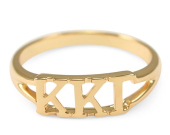 Kappa Kappa Sunshine Vergoldeter Ring mit Sororitätsschmuck / Geschenk für Sie