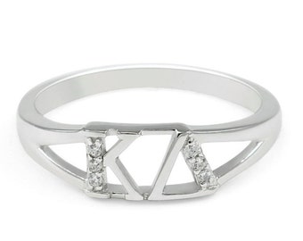 Bague en argent sterling Kappa Delta avec diamants simulés // Bijoux de sororité // Cadeaux d’initiation // Accessoires de sororité // Cadeaux de sororité