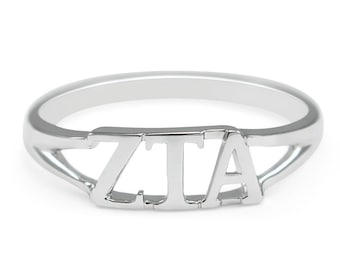 Zeta Tau Alpha Sorority Sterling Silver Infinity Ring 