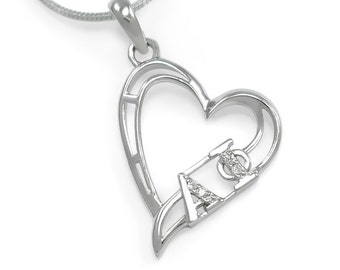Alpha Phi Sorority- Sterling Silver Tilted Heart Pendant with CZs // Sorority Jewelry // Sorority Necklace // Sorority Gifts // Recruitment