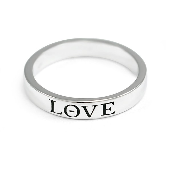 Kappa Alpha Theta Sterling Silber Ring mit schwarzer Emaille Love Letters / / Love Ring / / griechischen Schmuck / / Sorority Schmuck / / ΚΑΘ Sorority / /