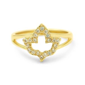 14k Gold Plated Ivy Leaf Ring with CZs / Fashion Jewelry / Rings / Statement Rings/ Fashion Accessories / Gifts for Her / Ivy Leaf Ring