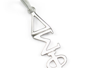 Delta Sigma Phi 14k Solid White Gold Pendant // ΔΣΦ Fraternity Jewelry // Big and Little Gifts // Solid Gold // Real White Gold Necklace