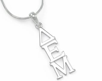 Delta Epsilon Mu Sterling Silver Lavaliere // Fraternity Gifts // Big & Little Gifts // Fraternity Lavaliere // Greek Accessories // Pendant