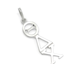 Theta Delta Chi 14k Weißgold Anhänger // ΘΔX Bruderschaft Schmuck // Große und kleine Geschenke // Massivgold // Echt Weißgold Halskette