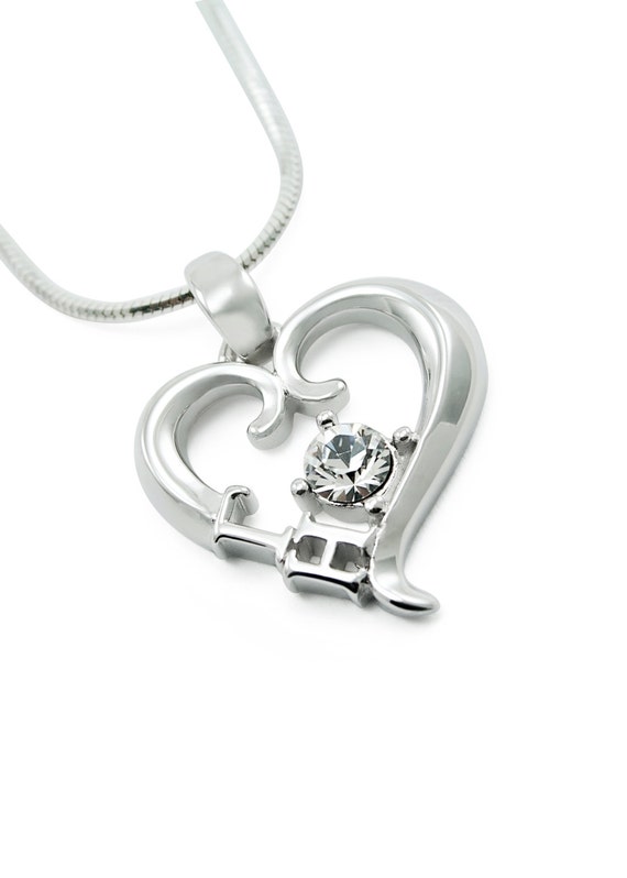 Gamma Eta Sterling Silver Heart Pendant Set With a Swarovski Clear