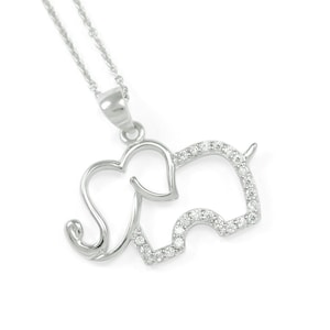 Elephant Pendant with simulated diamonds// Elephant Necklace // Elephant Lover // Elephant Jewelry & Accessories // Elephant Gifts