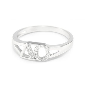 Delta Omicron Sterling Silver Ring set with simulated Diamonds // Gifts for Her // Sorority Rings // Sorority Gifts // ΔΟ Accessories //