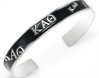 Kappa Alpha Theta Black Cuff Bracelet // ΚΑΘ Sorority Jewelry // Sorority necklace // Cuff Bracelet // Cuff Bangle // Greek life // Sorority