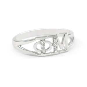 Phi Mu Sterling Silver Ring set with simulated Diamonds // Phi Mu Sorority Jewelry // Sorority Gifts // Sorority Jewelry // Greek Life //