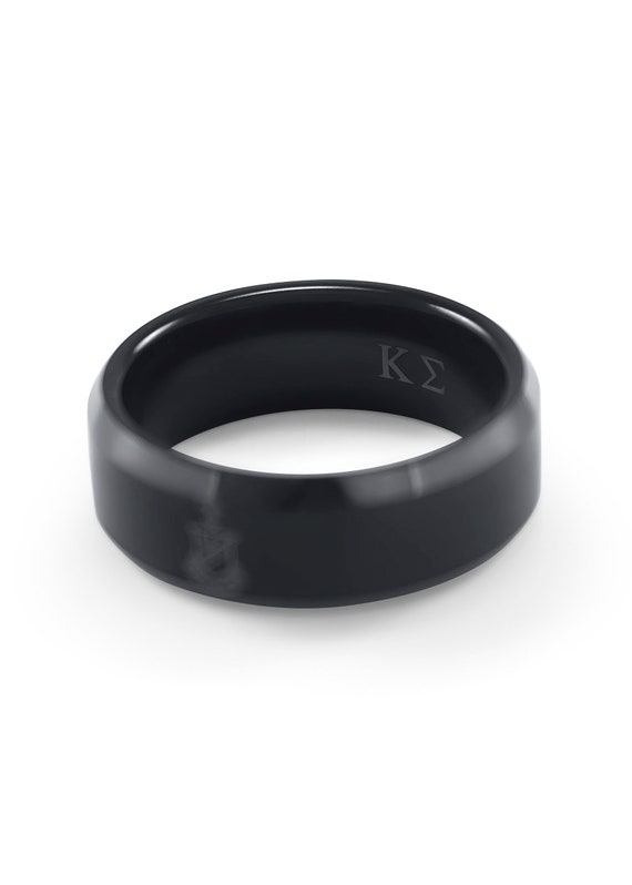 Kappa Sigma Fraternity Tungsten Ring with Founding Date and Crest