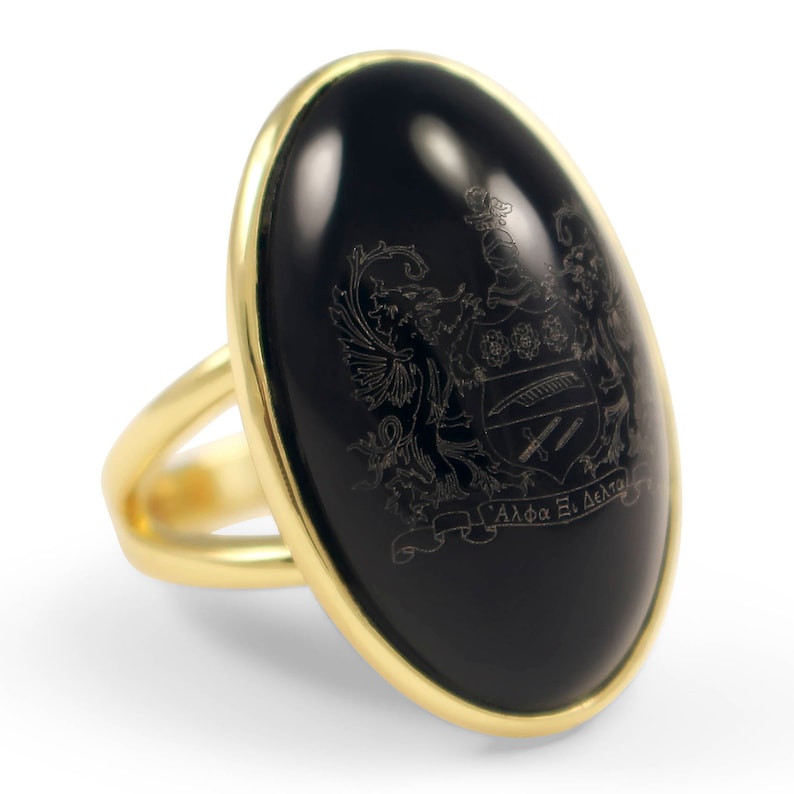 Alpha Xi Delta Duchess Ring / 14k Gold Plated Brass / Polished Etsy