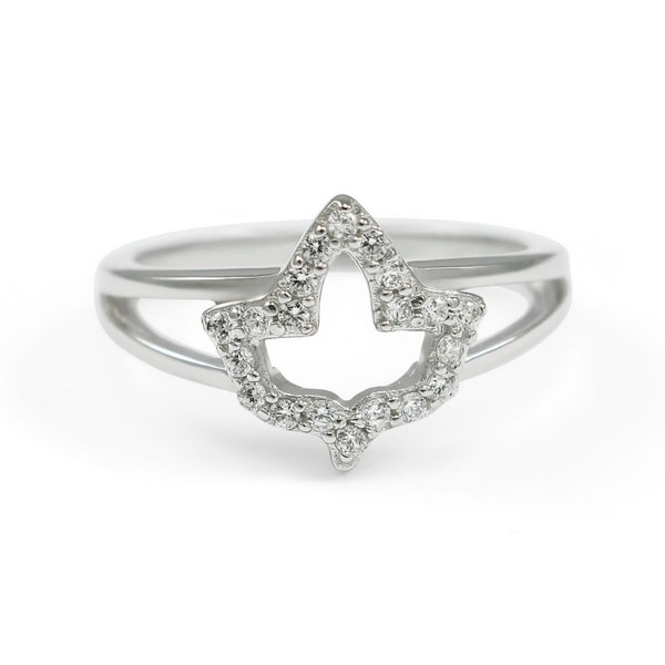 Alpha Phi Ivy Leaf Sterling Silver Ring with simulated Diamonds // ΑΦ Sorority Jewelry // Sorority Rings // Sorority Gifts // Initiation